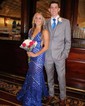 Trumpet/Mermaid V-neck Sequined Sweep Train Prom Dresses