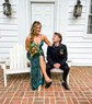 Trumpet/Mermaid V-neck Velvet Sequins Sweep Train Prom Dresses With Split Front