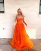 Ball Gown/Princess Sweep Train Sweetheart Tulle Appliques Lace Prom Dresses