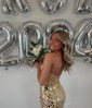 Sheath/Column Floor-length V-neck Sequined Split Front Prom Dresses