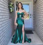 Trumpet/Mermaid Sweetheart Silk-like Satin Sweep Train Prom Dresses With Ruched