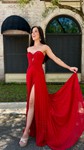 A-line Sweetheart Chiffon Sweep Train Prom Dresses With Split Front