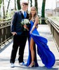 Sheath/Column Sweetheart Silk-like Satin Sweep Train Prom Dresses With Appliques Lace