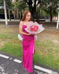 Sheath/Column Floor-length Sweetheart Glitter Ruffles Prom Dresses