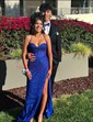 Sheath/Column Floor-length Sweetheart Glitter Ruffles Prom Dresses