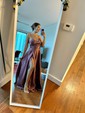 Ball Gown V-neck Satin Floor-length Ruffles Prom Dresses