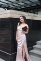 Sheath/Column Floor-length Sweetheart Silk-like Satin Ruffles Prom Dresses