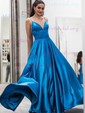 Ball Gown V-neck Satin Sweep Train Prom Dresses