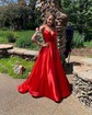 Ball Gown V-neck Satin Sweep Train Prom Dresses