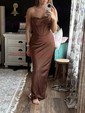 Sheath/Column Cowl Neck Silk-like Satin Prom Dress