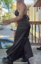 Sheath/Column V-neck Silk-like Satin Ankle-length Prom Dresses