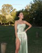 A-line Cowl Neck Silk-like Satin Floor-length Prom Dress