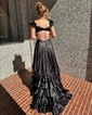 A-line V-neck Silk-like Satin Asymmetrical Prom Dresses With Split Front