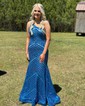 Trumpet/Mermaid One Shoulder Sequined Sweep Train Prom Dresses