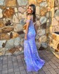 Trumpet/Mermaid Off-the-shoulder Sequined Sweep Train Prom Dresses With Appliques Lace