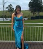 Sheath/Column Sweep Train Sweetheart Silk-like Satin Ruffles Prom Dresses