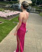 Sheath/Column V-neck Sequined Floor-length Prom Dresses With Ruched