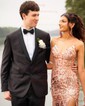 Trumpet/Mermaid V-neck Sequined Sweep Train Prom Dresses With Beading