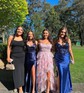 Trumpet/Mermaid V-neck Silk-like Satin Sweep Train Prom Dresses With Beading