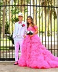 Ball Gown/Princess Off-the-shoulder Tulle Sweep Train Prom Dresses With Ruched