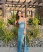 Sheath/Column Cowl Neck Glitter Floor-length Prom Dresses With Ruched