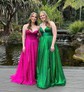 Ball Gown/Princess V-neck Glitter Floor-length Prom Dresses With Ruched