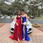 A-line Cowl Neck Glitter Sweep Train Prom Dresses With Pockets