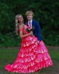 Ball Gown/Princess Off-the-shoulder Tulle Sweep Train Prom Dresses With Appliques Lace