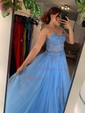 Ball Gown/Princess Sweetheart Glitter Tulle Prom Dresses with Appliques