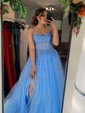 Ball Gown/Princess Sweetheart Glitter Tulle Prom Dresses with Appliques