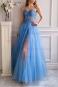 Ball Gown/Princess Sweetheart Glitter Tulle Prom Dresses with Appliques