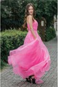 Ball Gown Straight Tulle Floor-length Ruffles Prom Dresses