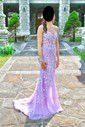 Trumpet/Mermaid Sweetheart Tulle Sweep Train Prom Dresses With Appliques Lace