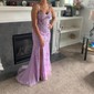 Trumpet/Mermaid Sweetheart Tulle Sweep Train Prom Dresses With Appliques Lace