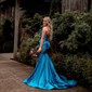 Mermaid Strapless Satin Cut Out Prom Dresses With Ruched