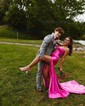 Mermaid Strapless Satin Cut Out Prom Dresses With Ruched