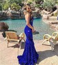 Trumpet/Mermaid V-neck Sequined Sweep Train Prom Dresses