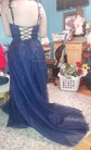 Ball Gown/Princess Floor-length V-neck Tulle Glitter Appliques Lace Prom Dresses