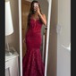 Trumpet/Mermaid Sweep Train Sweetheart Velvet Sequins Prom Dresses