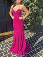 Trumpet/Mermaid Sweep Train Sweetheart Velvet Sequins Prom Dresses