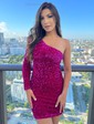 One Shoulder Sequin Bodycon Mini Dress