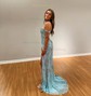 Sheath/Column Sweetheart Glitter Sweep Train Prom Dresses With Split Front