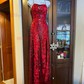 Sheath/Column Sweetheart Sequined Sweep Train Prom Dresses With Flower(s)