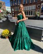 Unique Ball Gown/Princess Satin Straight Bow Ruched Prom Dresses