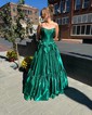 Unique Ball Gown/Princess Satin Straight Bow Ruched Prom Dresses