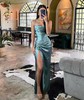 Sheath/Column Square Neckline Silk-like Satin Prom Dress