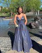 Ball Gown/Princess Floor-length V-neck Shimmer Crepe Pockets Prom Dresses