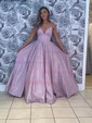 Ball Gown/Princess Floor-length V-neck Shimmer Crepe Pockets Prom Dresses