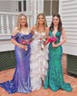 Trumpet/Mermaid Off-the-shoulder Sequined Sweep Train Prom Dresses With Ruched