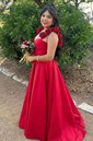 Elegant A-line Satin Sweetheart Floral Lace-Up Prom Dresses